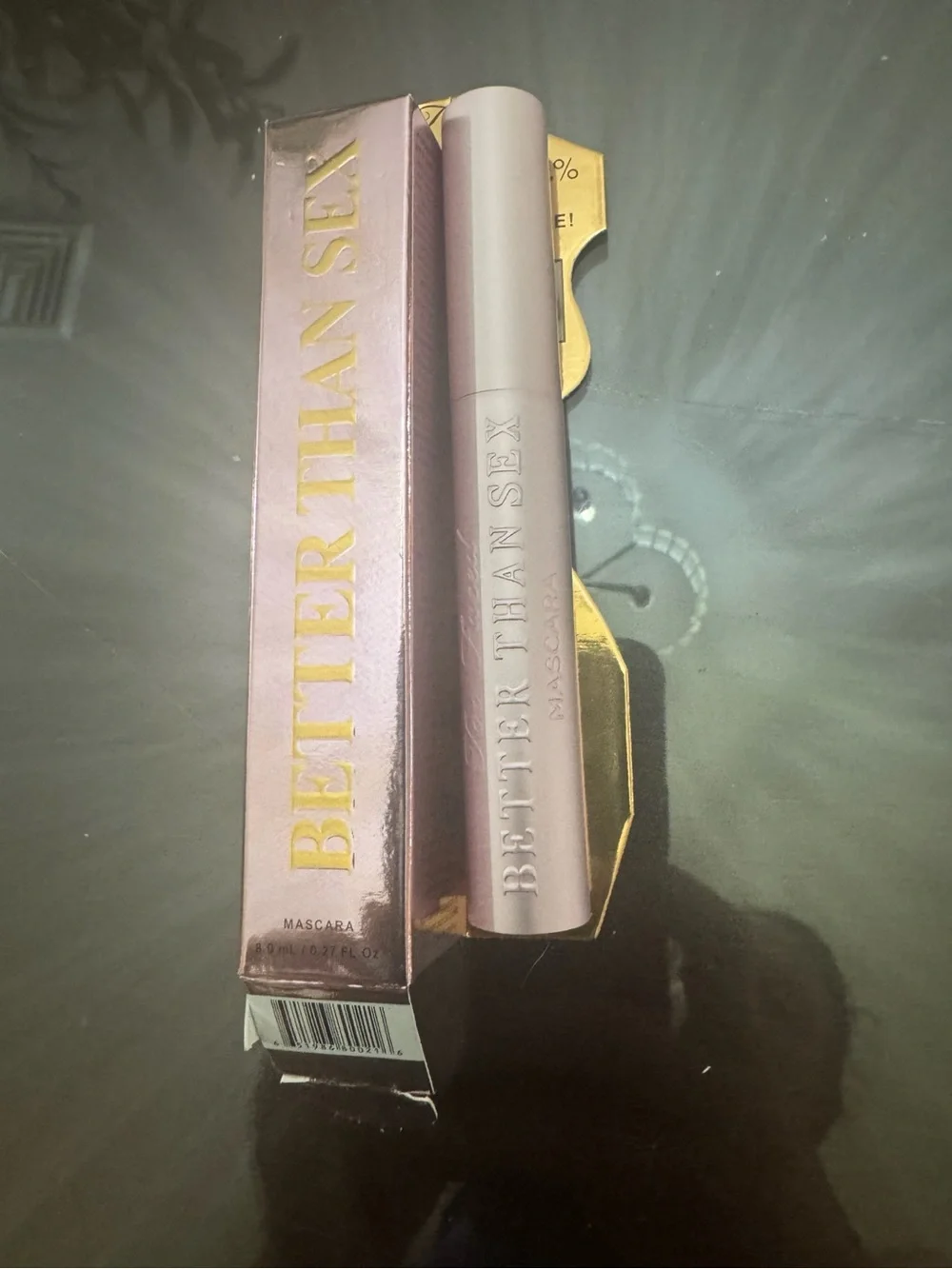 Too Faced Better Than Sex Mascara Packaging - Pink with Gold Accents